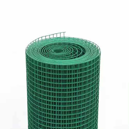 Farm Garden Green PVC Coated Iron Wire Mesh Roll 1/2''x1/2'' Welded Wire Mesh Fence Factory Sale